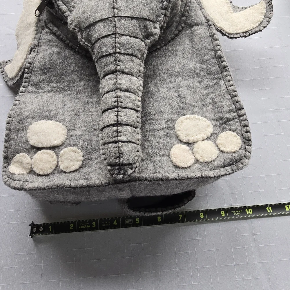 Kids Gray Elephant Felt Backpack - Cute Animal Bag